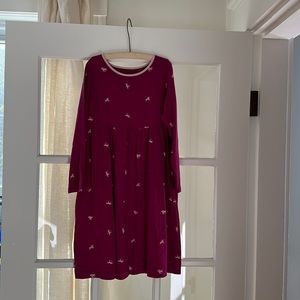 Lands End cotton horse-print pink long sleeved dress sz 6x
